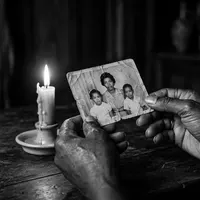 Hands holding an old family photograph